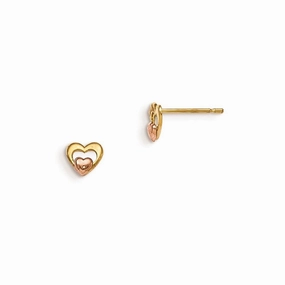 Madi K Kid's 14k Yellow & Rose Gold   Heart Post Earrings