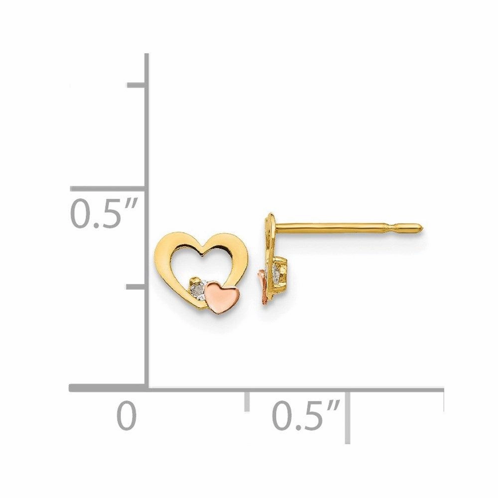 Madi K Kid's 14k Yellow & Rose Gold  CZ  Heart Post Earrings