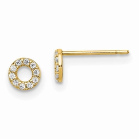 Madi K Kid's 14k Yellow Gold  Circle CZ Post Earrings