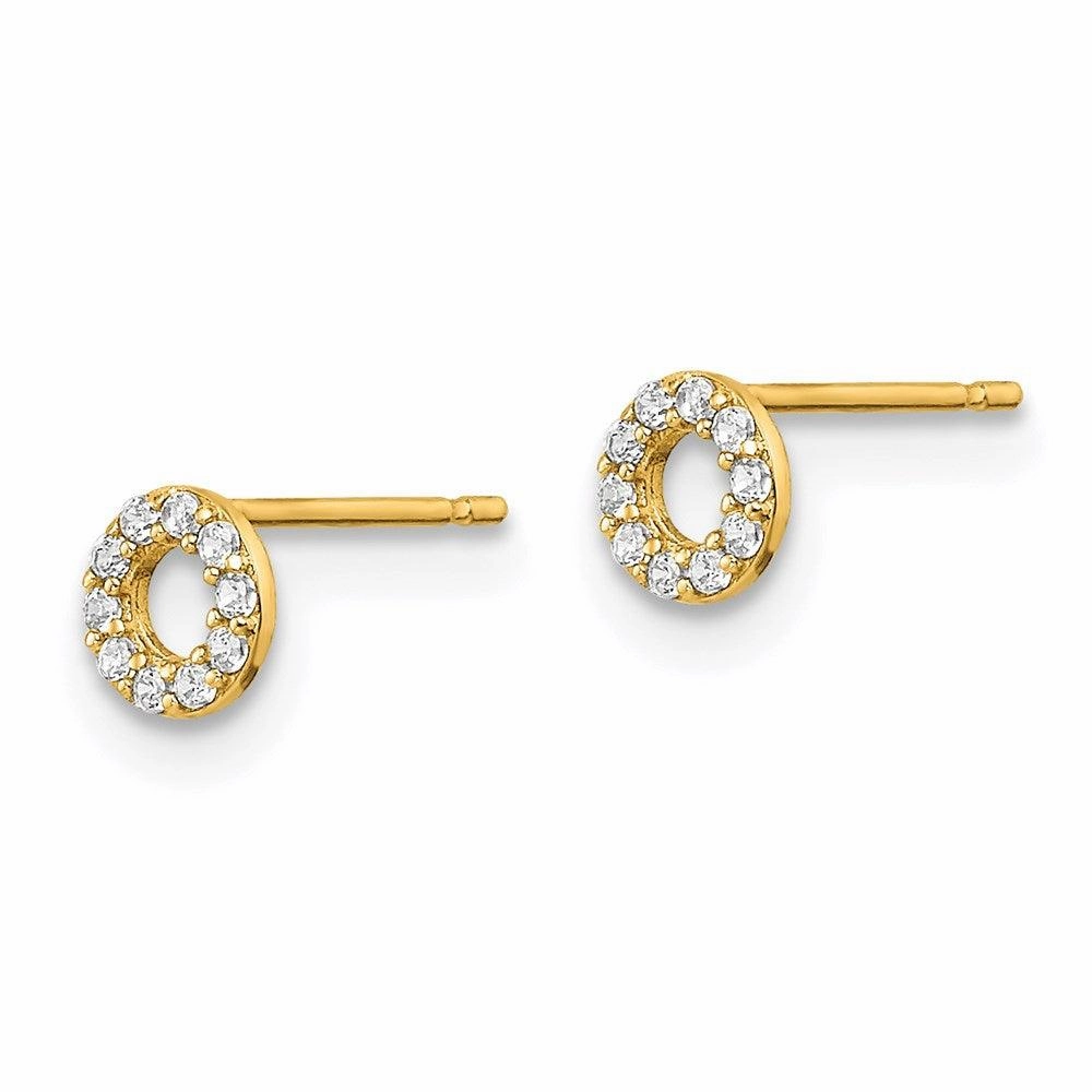 Madi K Kid's 14k Yellow Gold  Circle CZ Post Earrings