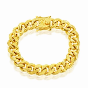 Men's Bracelet - Gold Plated Stainless Steel 14mm Miami Cuban Link | ST-1595