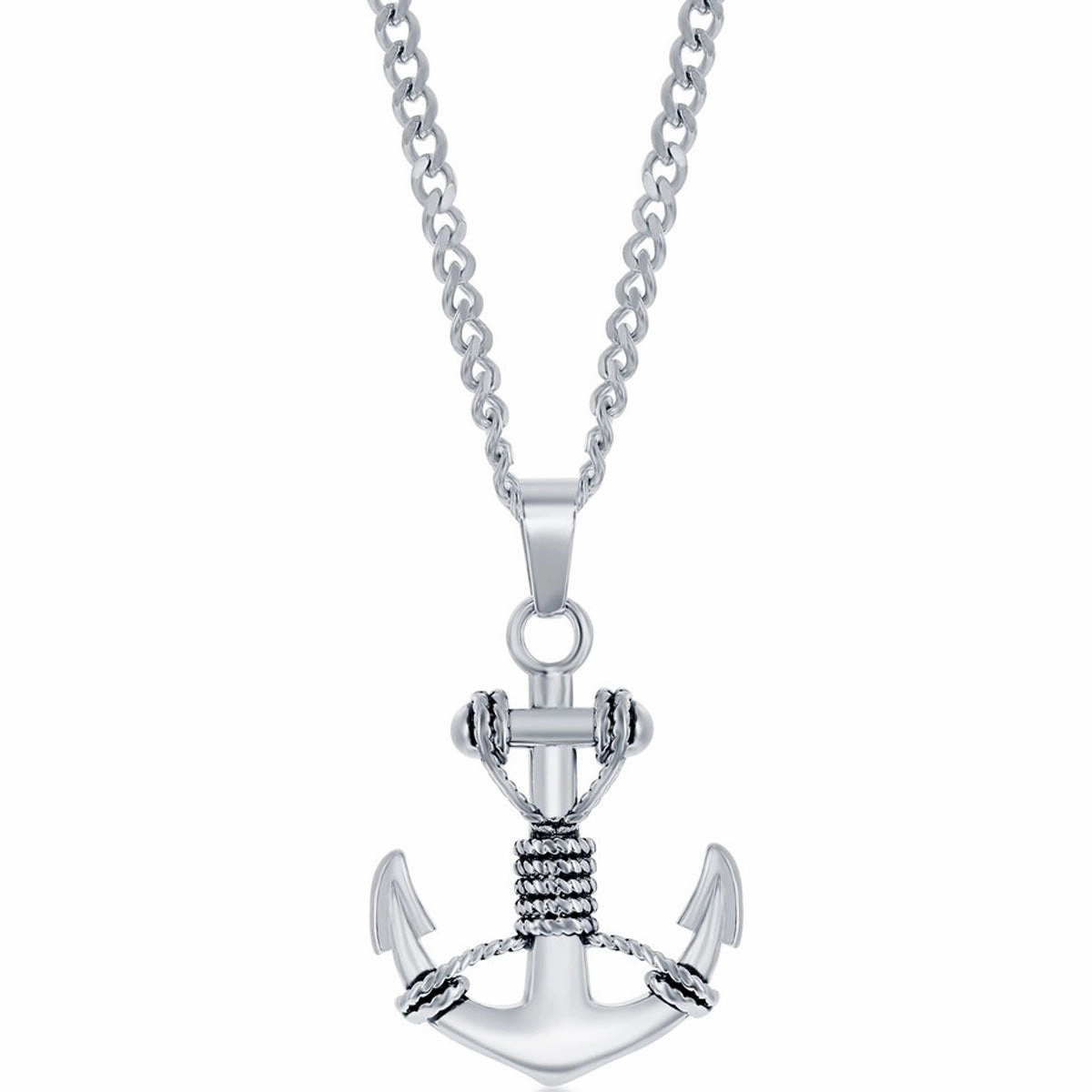 Men's Necklace - Stainless Steel Oxidized Anchor| SL-7095