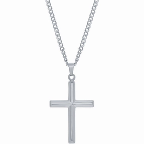 Men's Necklace - Stainless Steel Polished 3D Cross | SL-7084