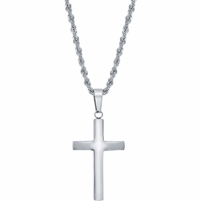 Men's Necklace - Stainless Steel Polished Cross | SL-7094