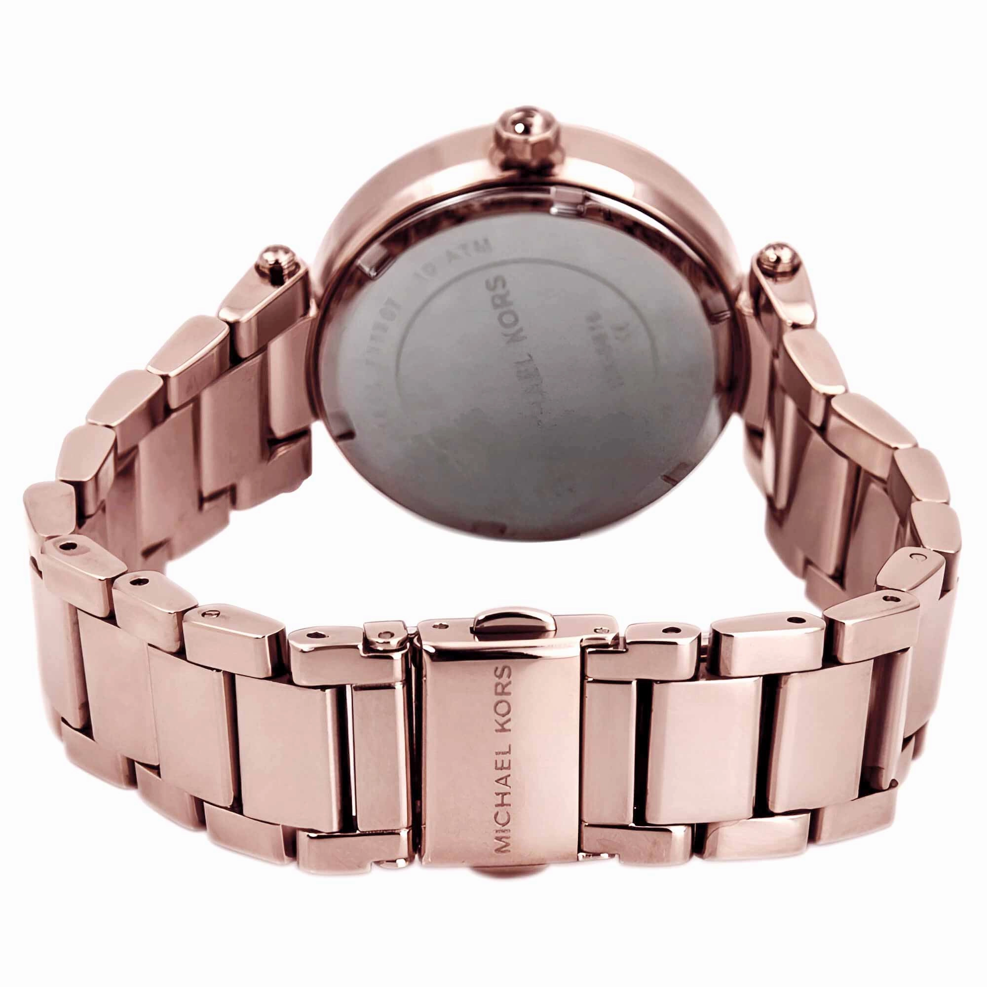 Michael Kors MK5616 Women's Parker Mini Rose Gold Steel Bracelet Crystal MOP Dial Day Date Watch