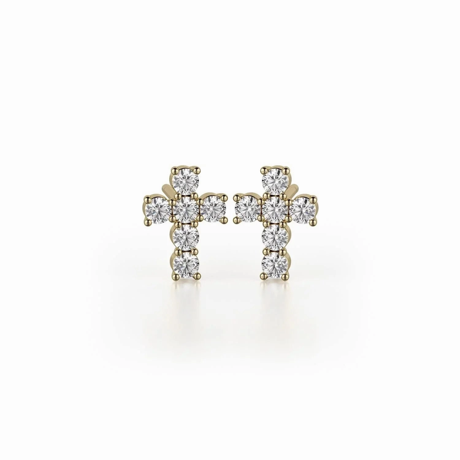 Mini Diamond Cross Earrings ER278YG