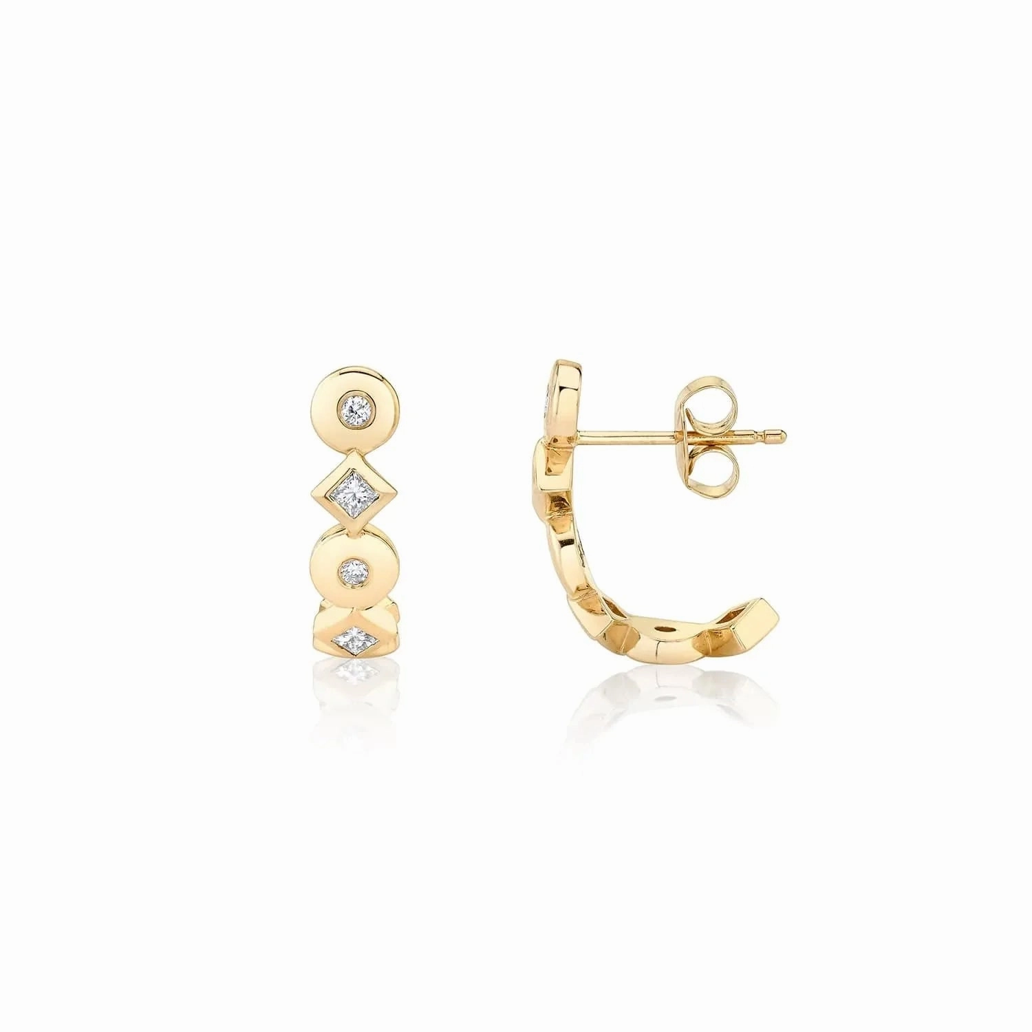 Mixed Shape Bezel Huggies ER421YG