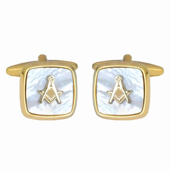 Mother Of Pearl Gold Plated Masonic Cufflinks 902820