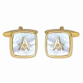 Mother Of Pearl Gold Plated Masonic Cufflinks 902820