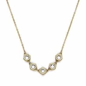 Olivia Burton Ever Stacked Crystal Honeycomb Gold Plated Necklace 24100340