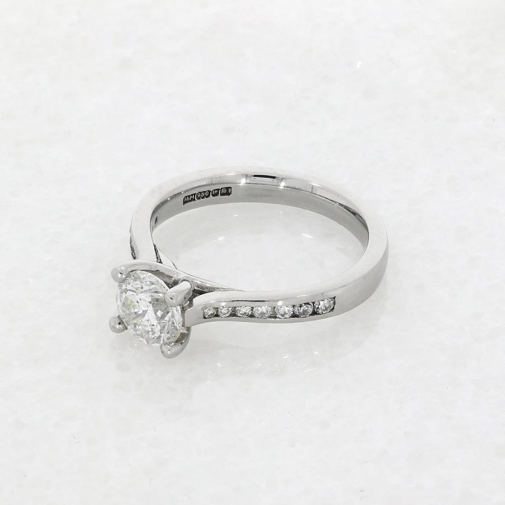 Palladium 0.90cts Solitaire Ring Brilliant Cut Diamond