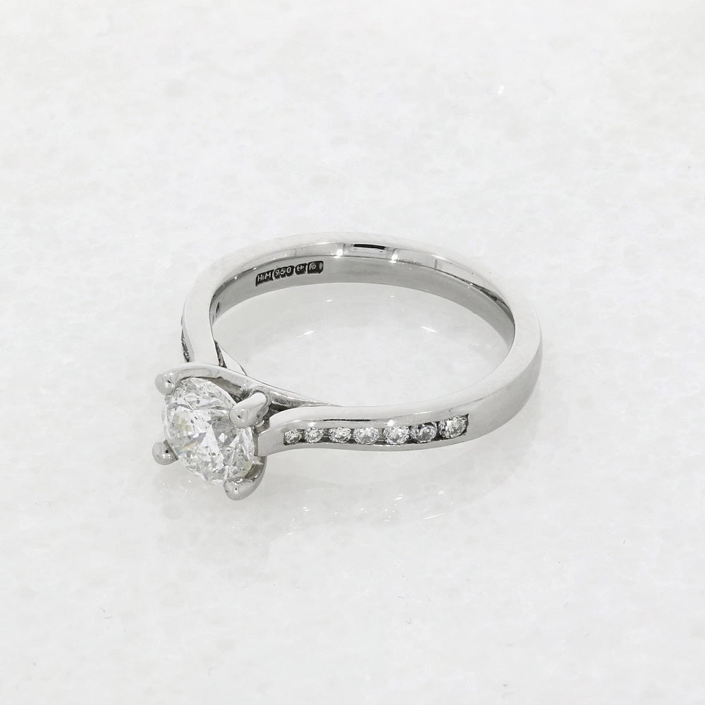 Palladium 0.90cts Solitaire Ring Brilliant Cut Diamond