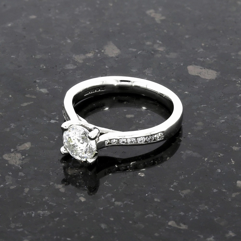 Palladium 0.90cts Solitaire Ring Brilliant Cut Diamond