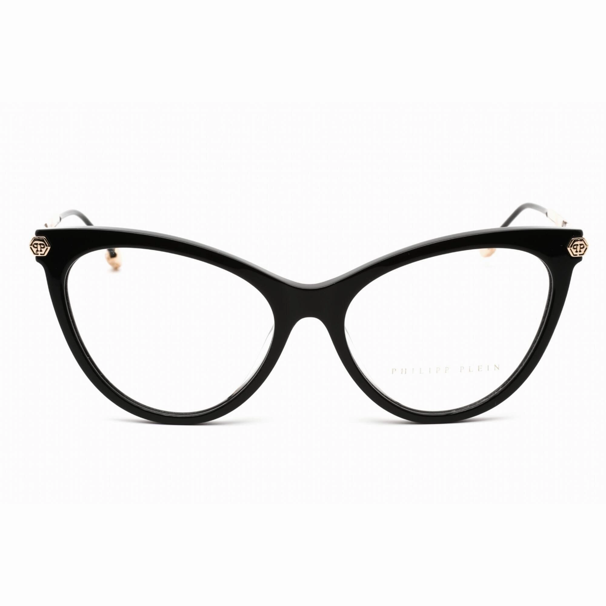 Philipp Plein Women's Eyeglasses - Full Rim Shiny Black Cat Eye Frame | VPP037S 0700