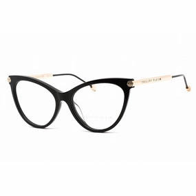 Philipp Plein Women's Eyeglasses - Full Rim Shiny Black Cat Eye Frame | VPP037S 0700