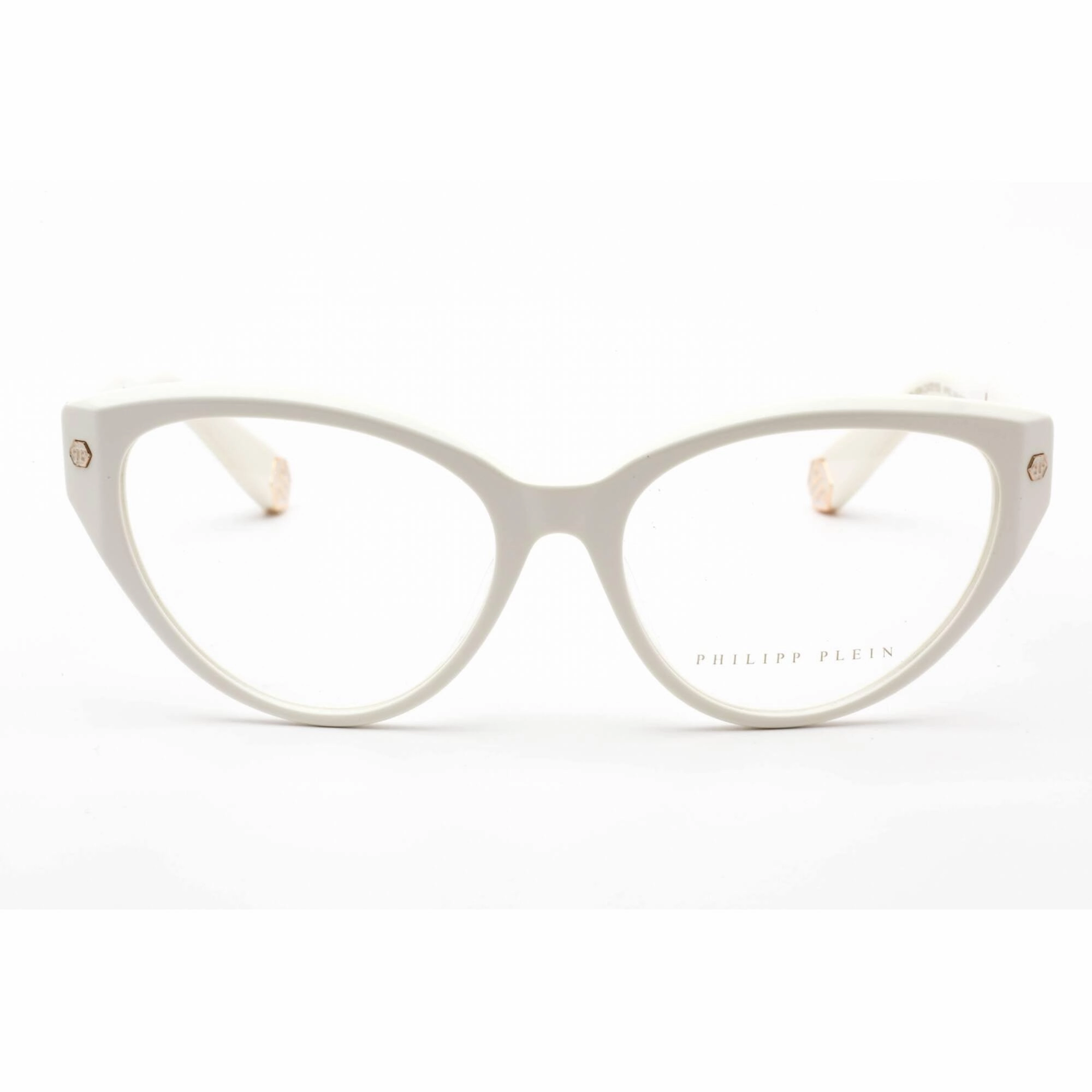 Philipp Plein Women's Eyeglasses - Shiny Cream Plastic Cat Eye Frame | VPP052M 03GF