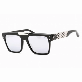 Philipp Plein Women's Sunglasses - Shiny Black/Silver Plastic Pilot | SPP080 700W