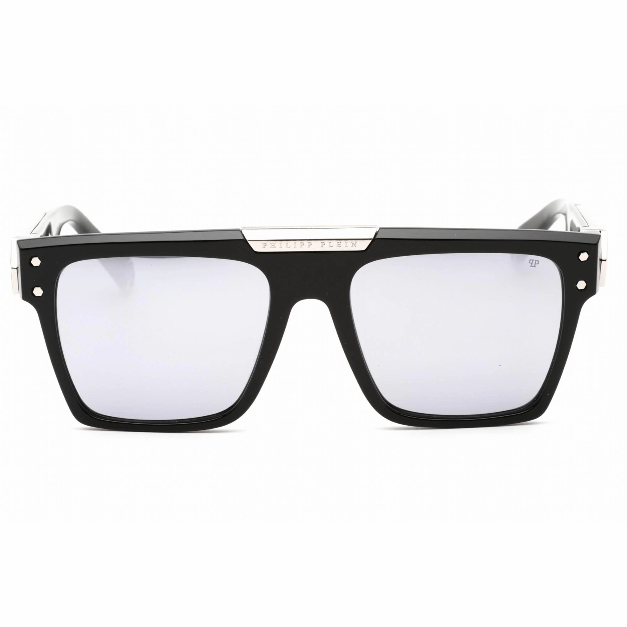 Philipp Plein Women's Sunglasses - Shiny Black/Silver Plastic Pilot | SPP080 700W