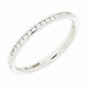 Platinum 0.14ct Brilliant Cut Diamond Channel Set Wedding Ring