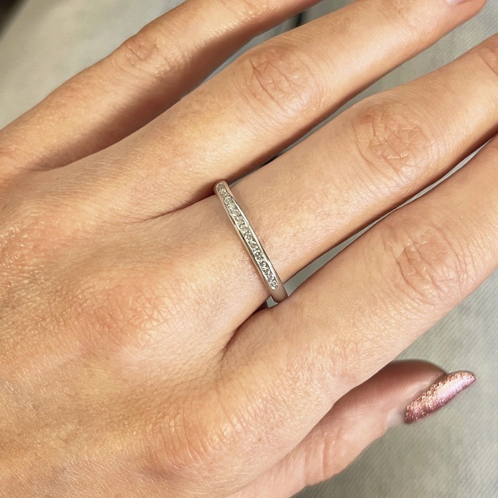 Platinum 0.14ct Brilliant Cut Diamond Channel Set Wedding Ring