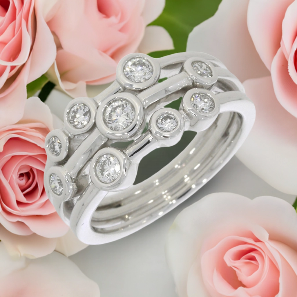 Platinum 0.52cts Diamond Raindance Inspired Design Ring