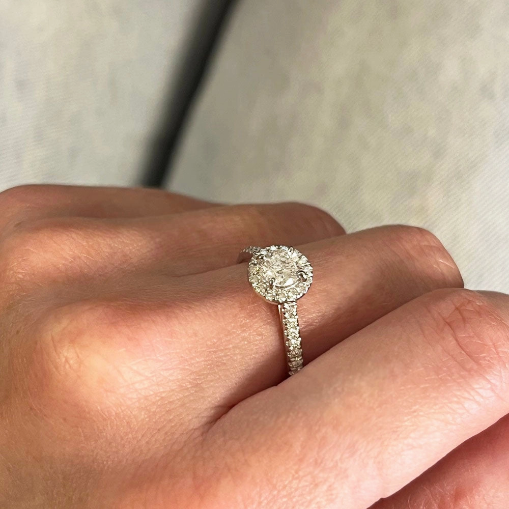 Platinum 0.73ct Halo Cluster Diamond Ring