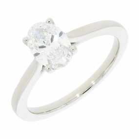 Platinum 1.00ct Oval Brilliant Cut Lab Grown Diamond Solitaire Ring D VS1