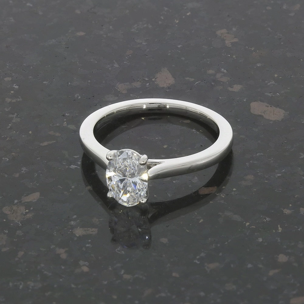 Platinum 1.00ct Oval Brilliant Cut Lab Grown Diamond Solitaire Ring D VS1