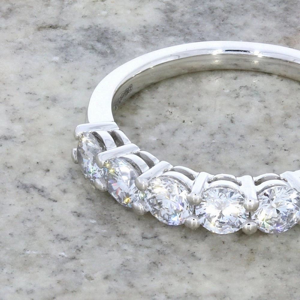 Platinum 1.00cts Lab Grown Diamond Brilliant Cut Half Eternity Ring