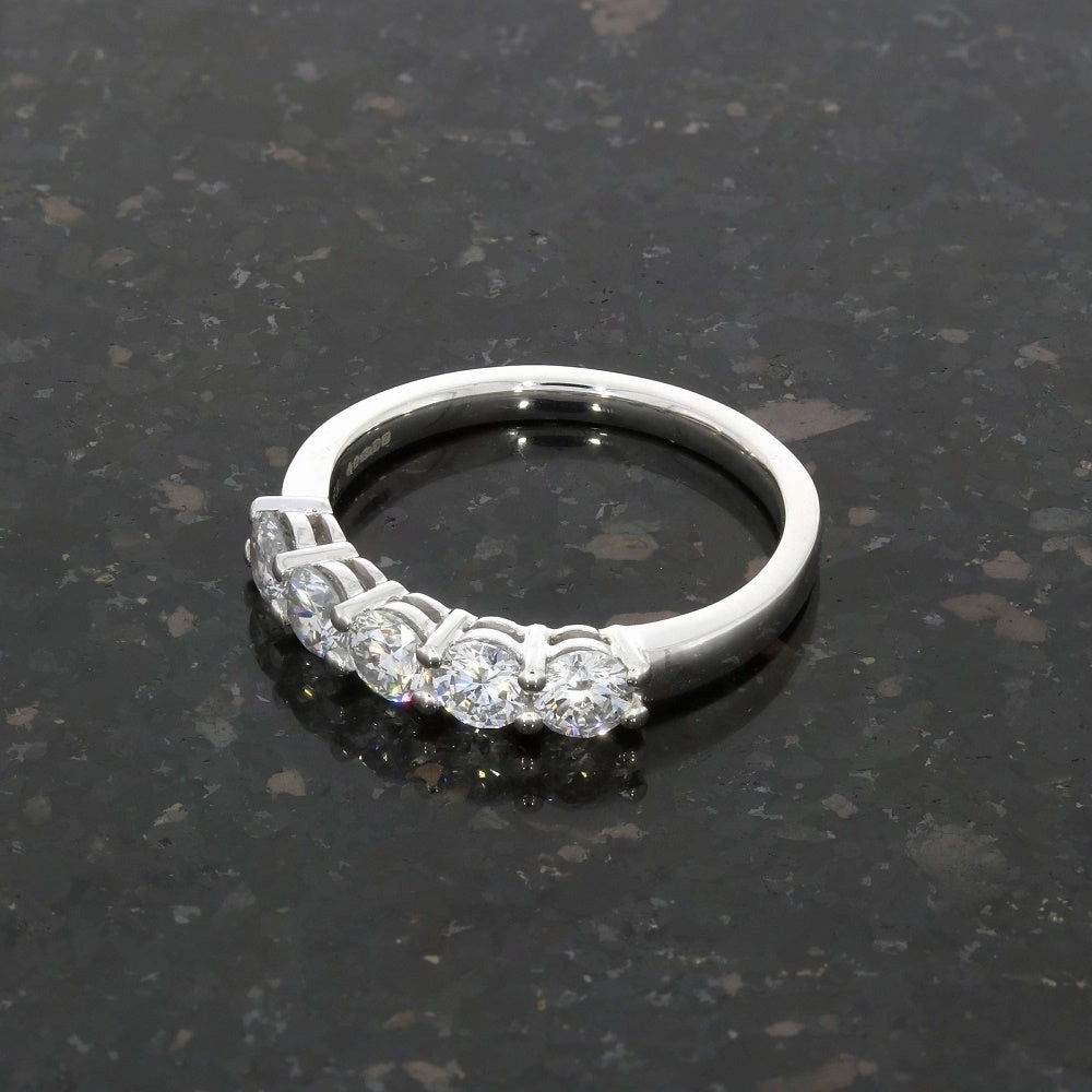 Platinum 1.00cts Lab Grown Diamond Brilliant Cut Half Eternity Ring