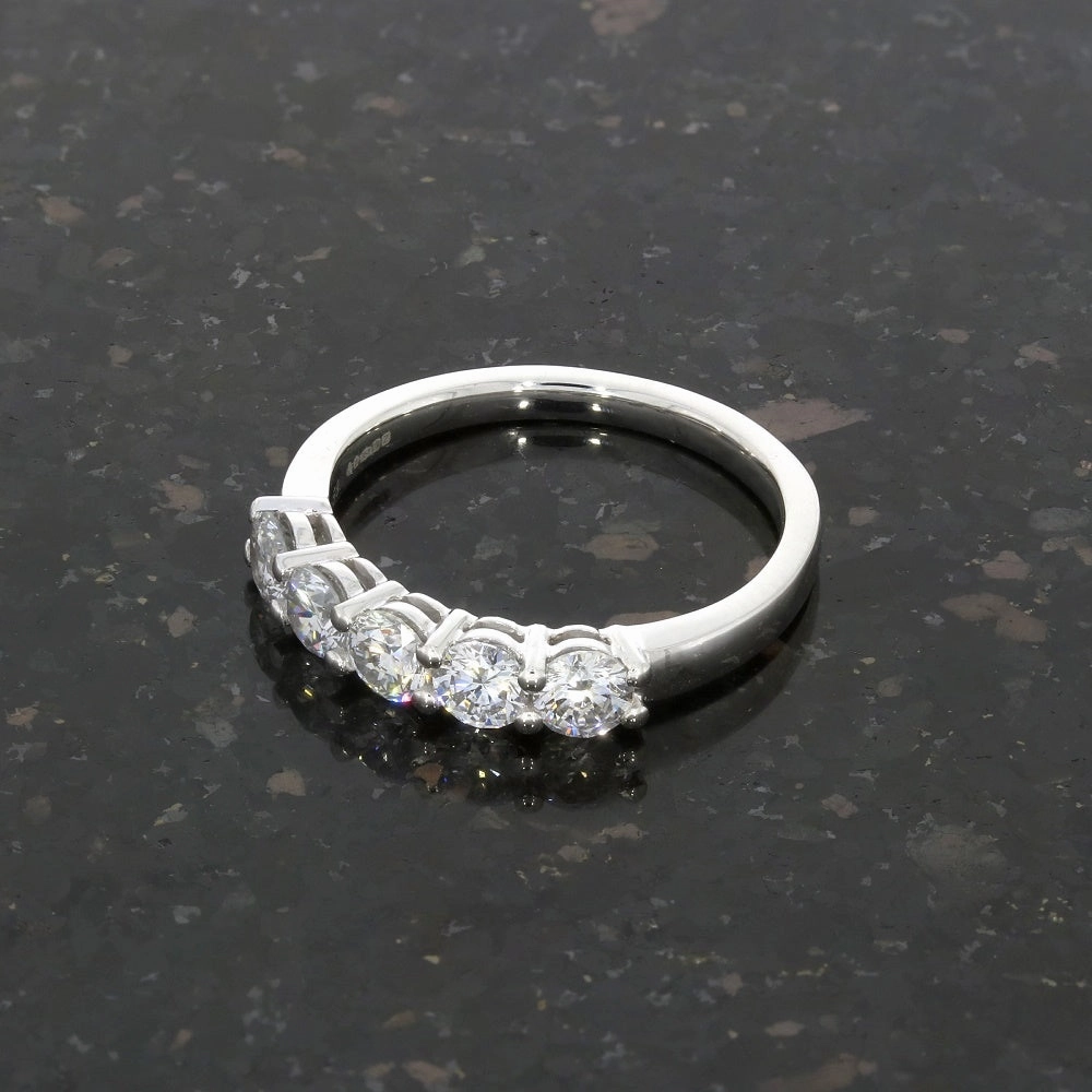 Platinum 1.00cts Lab Grown Diamond Brilliant Cut Half Eternity Ring