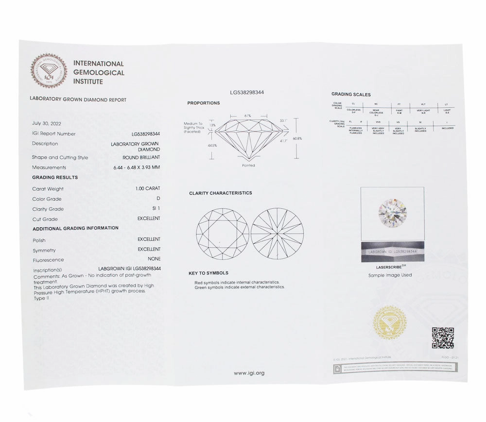Platinum 1.00cts Lab Grown Diamond Solitaire Ring