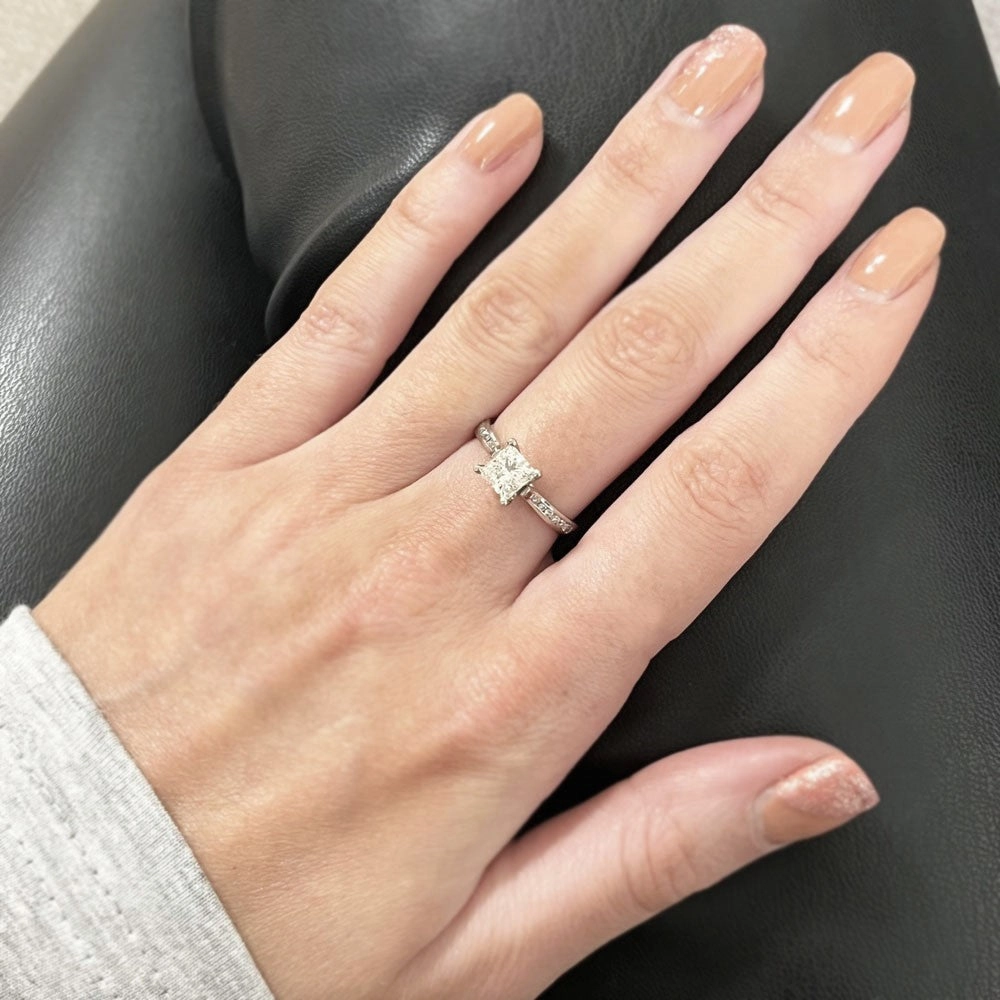 Platinum 1.05cts Solitaire Ring Princess Cut Centre Diamond