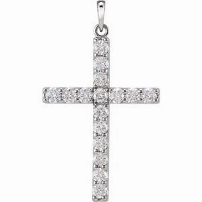 Platinum 1/4 CTW Natural Diamond Cross Pendant