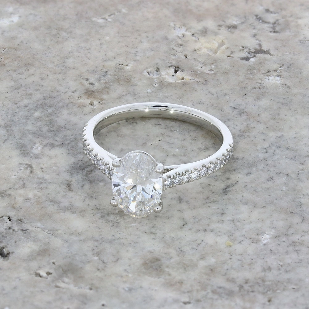 Platinum 1.55cts Lab Grown Diamond Oval Cut Solitaire Ring