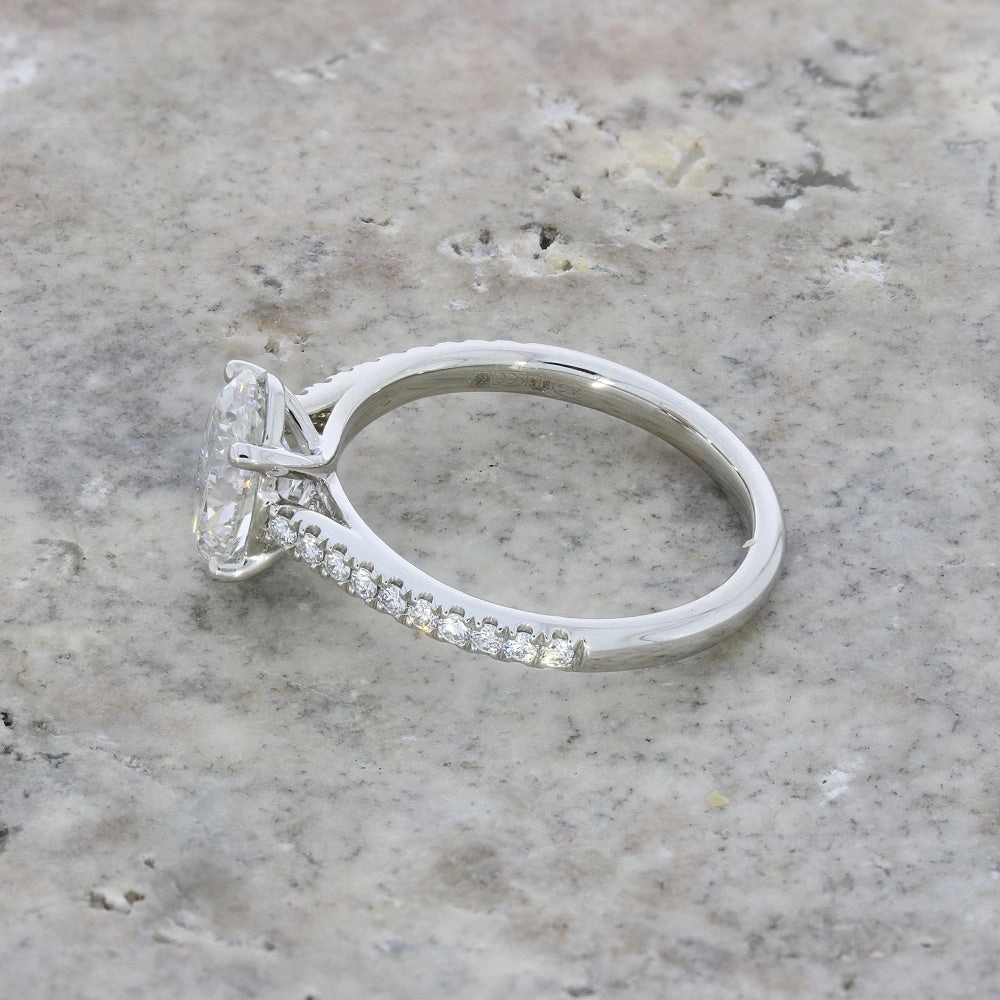 Platinum 1.55cts Lab Grown Diamond Oval Cut Solitaire Ring