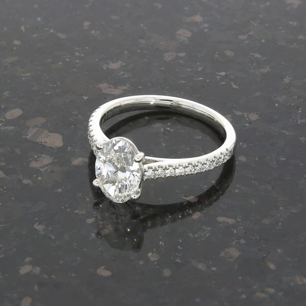 Platinum 1.55cts Lab Grown Diamond Oval Cut Solitaire Ring