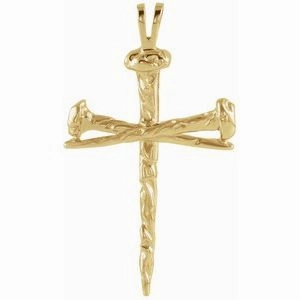 Platinum 26x18.2 mm Nail Design Cross Pendant