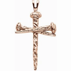 Platinum 26x18.2 mm Nail Design Cross Pendant