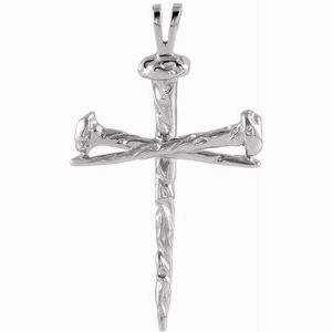Platinum 26x18.2 mm Nail Design Cross Pendant