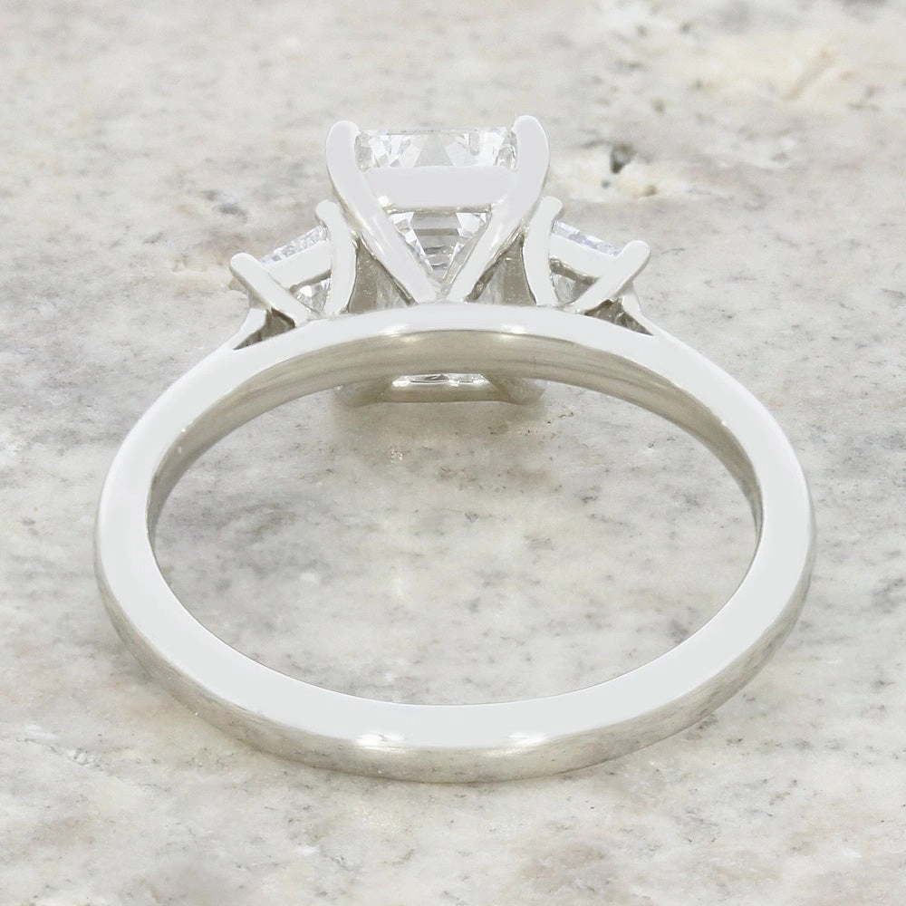 Platinum 2.39cts Lab Grown Diamond Emerald Cut Trilogy Ring