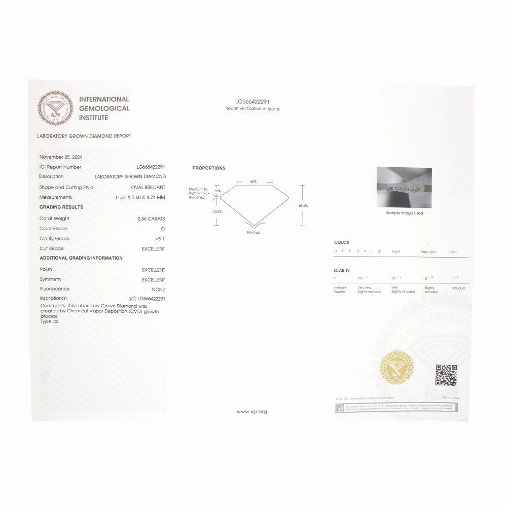 Platinum 2.56ct Oval Brilliant Cut Lab Grown Diamond Solitaire Ring G VS1