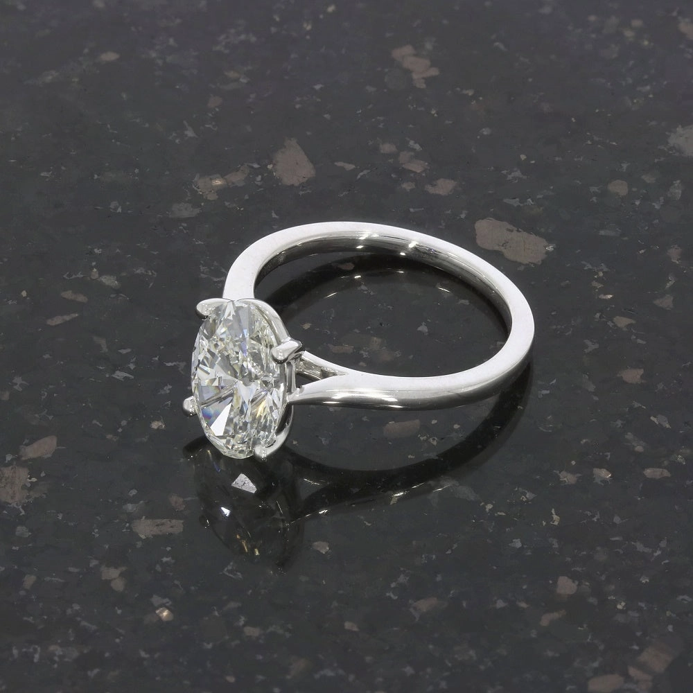 Platinum 2.56ct Oval Brilliant Cut Lab Grown Diamond Solitaire Ring G VS1