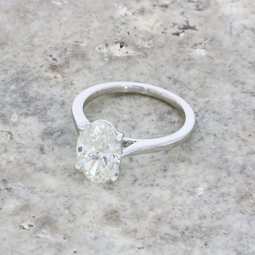 Platinum 2.56ct Oval Brilliant Cut Lab Grown Diamond Solitaire Ring G VS1