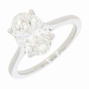 Platinum 2.56ct Oval Brilliant Cut Lab Grown Diamond Solitaire Ring G VS1