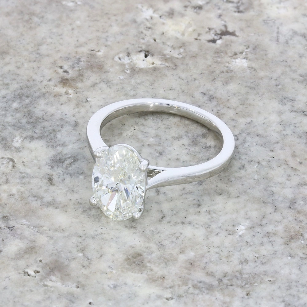 Platinum 2.56ct Oval Brilliant Cut Lab Grown Diamond Solitaire Ring G VS1