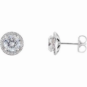 Platinum 3/8 CTW Natural Diamond Halo-Style Earrings