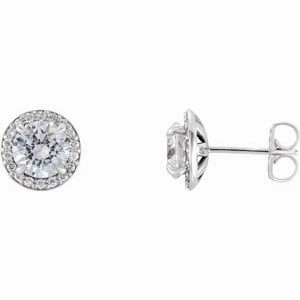 Platinum 3/8 CTW Natural Diamond Halo-Style Earrings