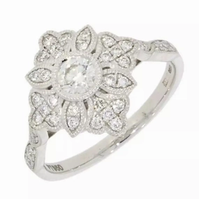Platinum Art Deco Style Diamond Dress Ring 0.55ct