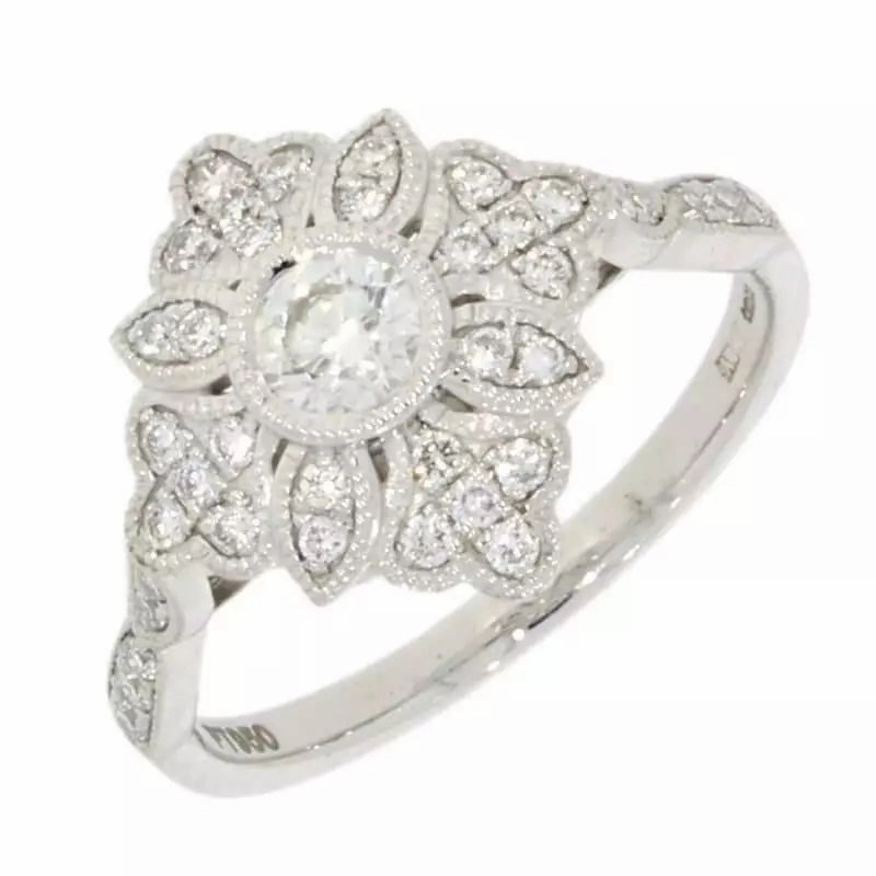 Platinum Art Deco Style Diamond Dress Ring 0.55ct